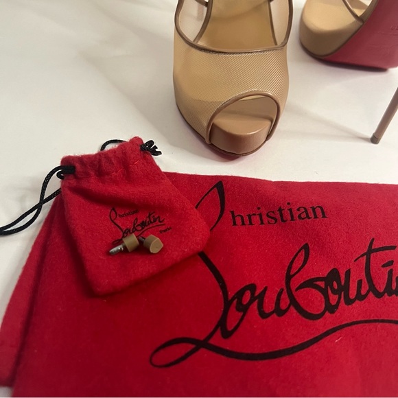 NWT Authentic Christian Louboutin Mariacar 120 Rete/Nappa 9B Strapped Heels - Picture 9 of 16